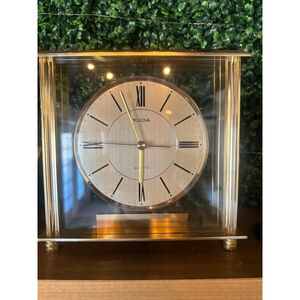 Bulova Clock Gold Tone Desk/Mantel Quartz B1700